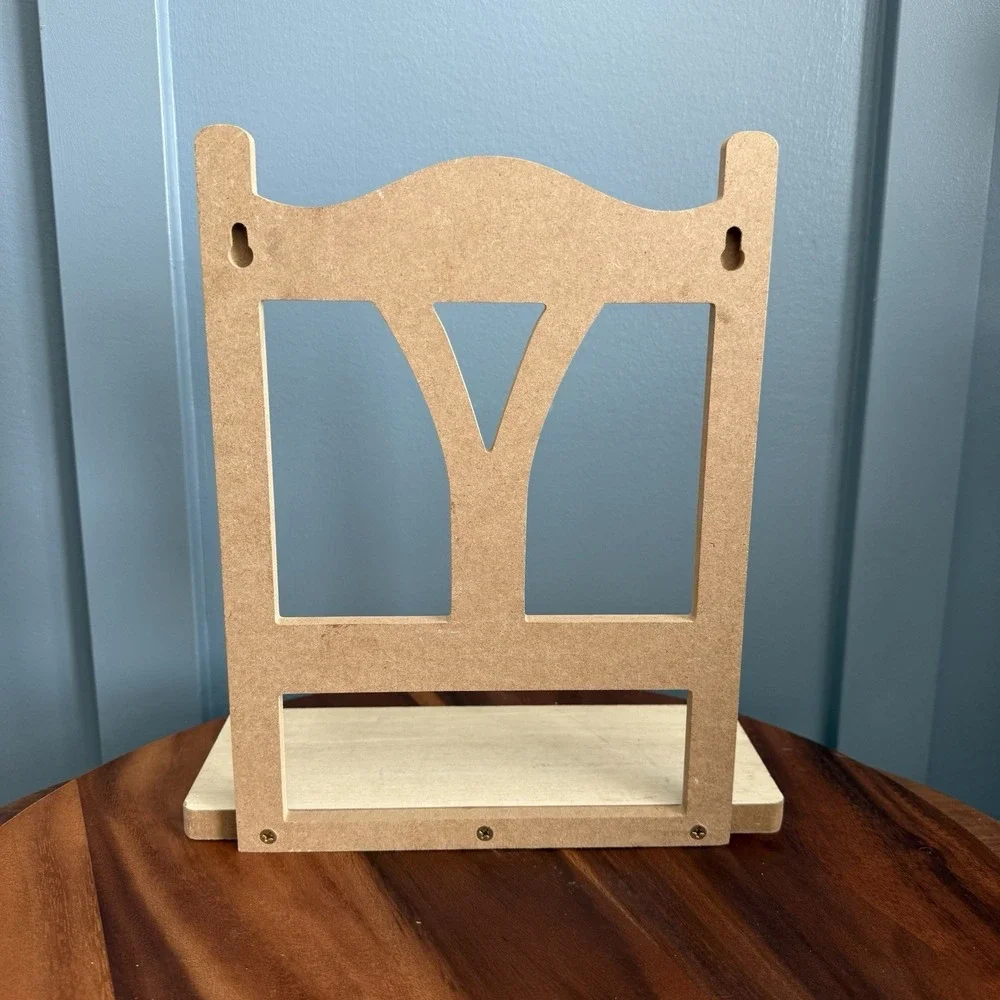 Chair Back Design Wooden Wall Shelf Natural Finish 12.25
